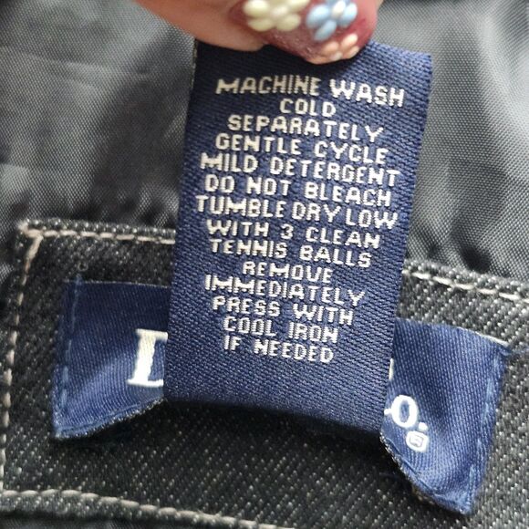 Denim and Co Black Denim Puffer Vest Womens Large Down Feather Fill Snap Zipper - Picture 10 of 12